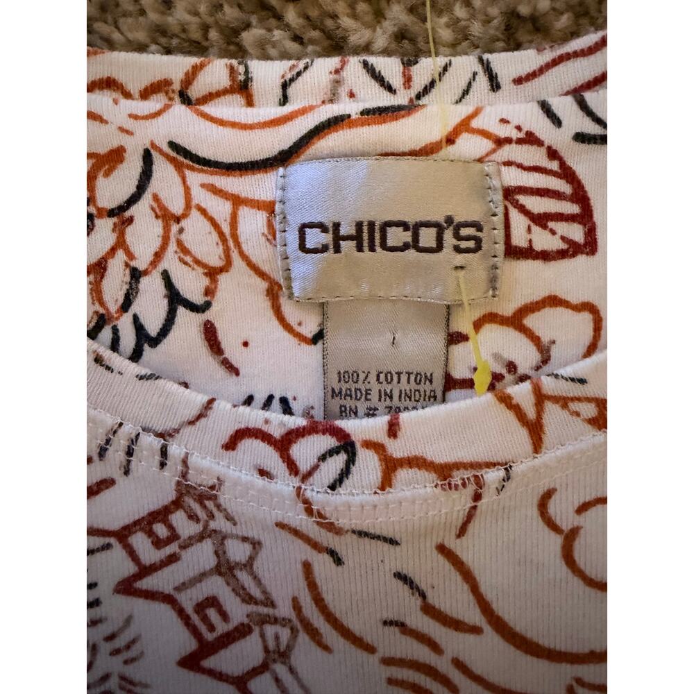 Chico's Printed Tee Thick 100% Cotton EUC XS - Picture 2 of 4
